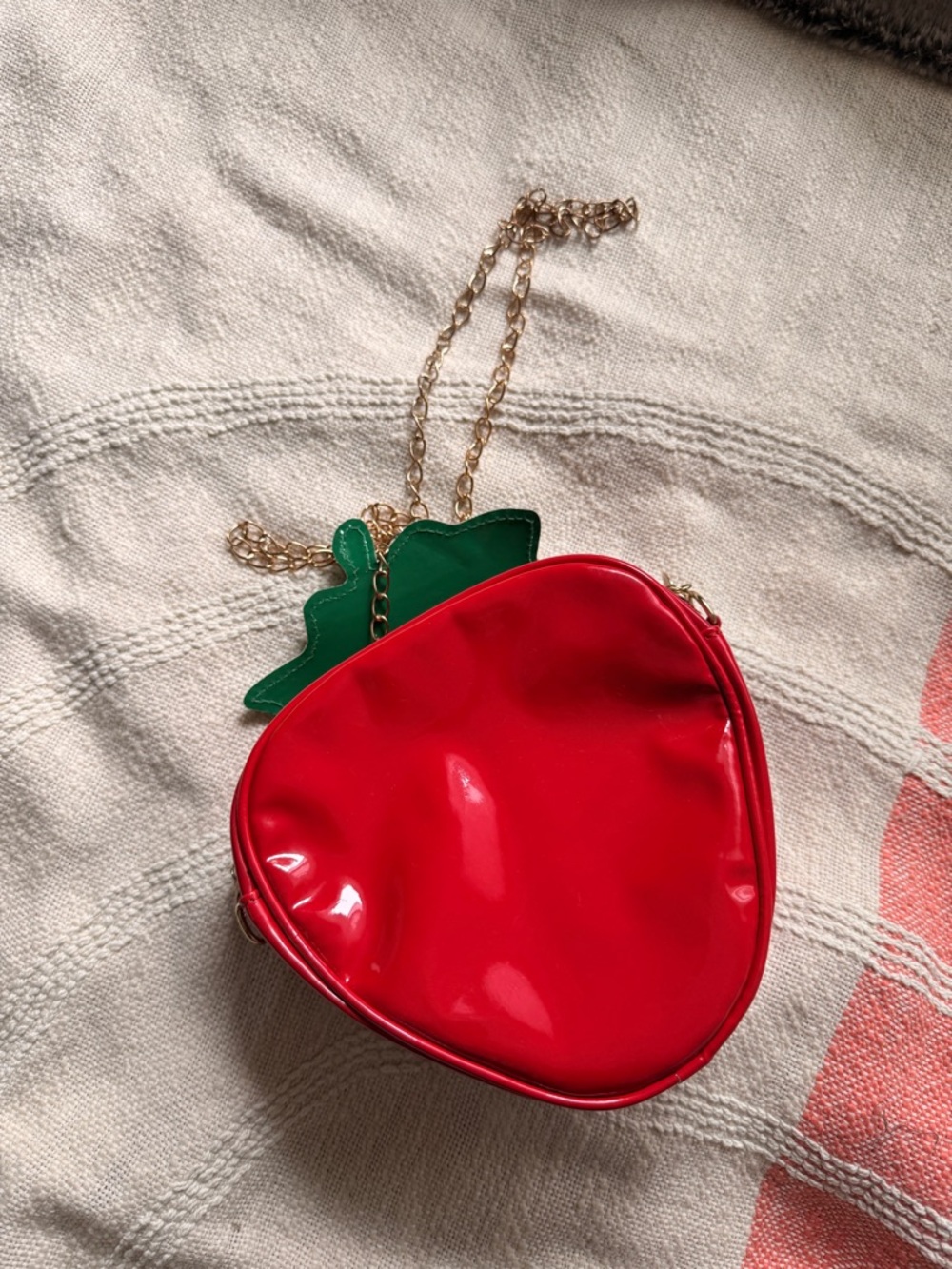 Strawberry Crossbody Bag with Gold Chain - Picture 5 of 5